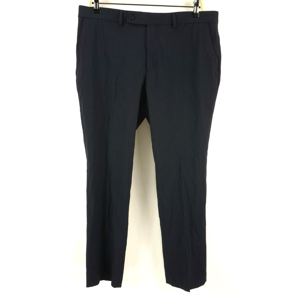 New $135 DKNY Dario Performance Trouser Men 34 x 29 Navy Blue Stretch Dress Pant